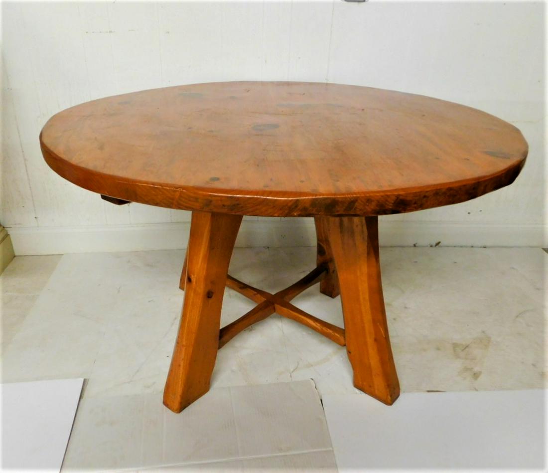 Adirondack Style Rd. Dining Table: Adirondack Style Rd. Pine Dining Table Marked "Hunt Country Furniture" in Gd. Cond. - 48in.D.