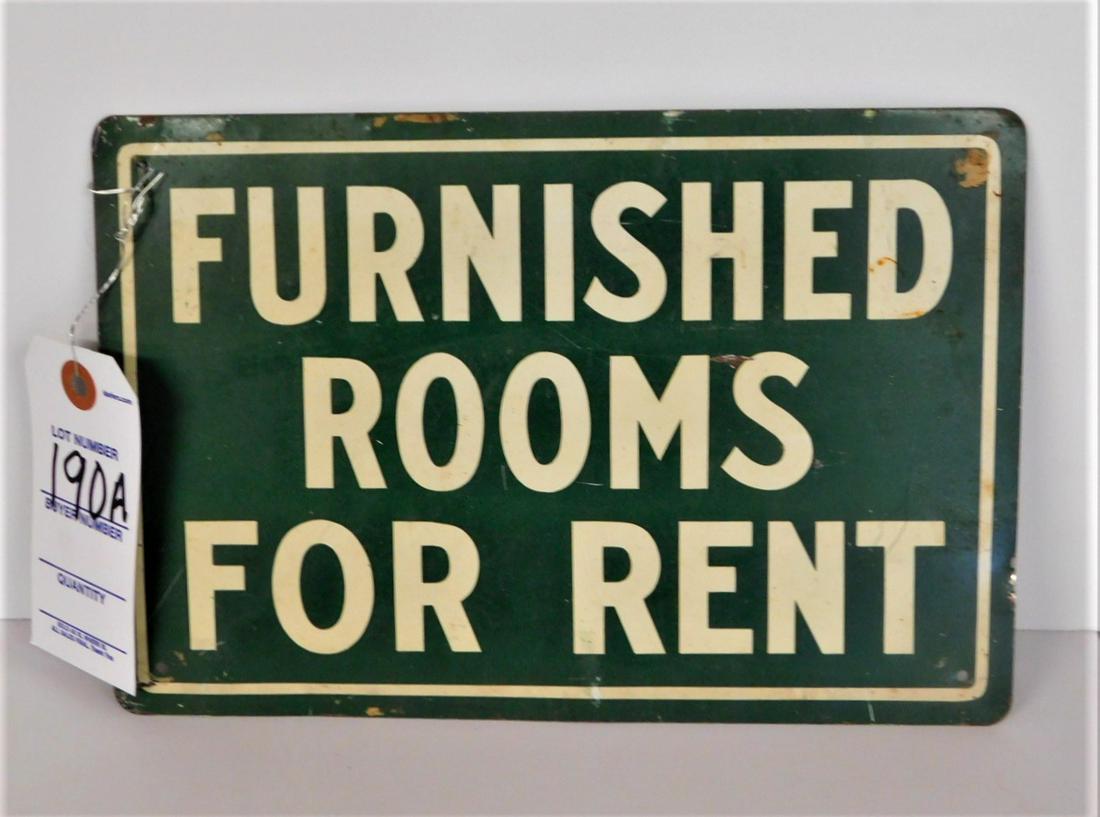 Tin "Furnished Rooms for Rent" Sign (1 of 2)