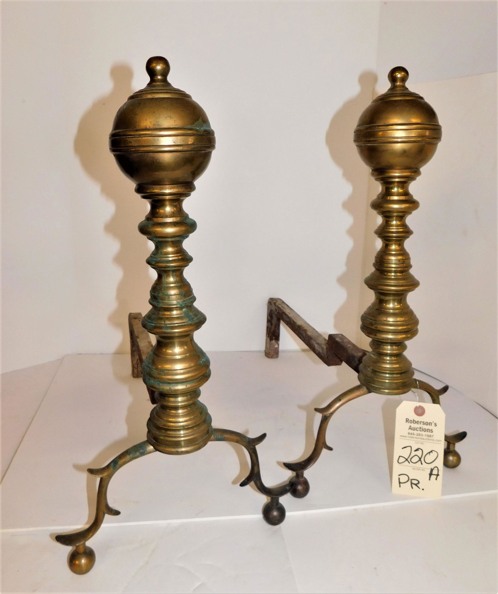 Pr. 18th C. Brass Andirons (1 of 1)
