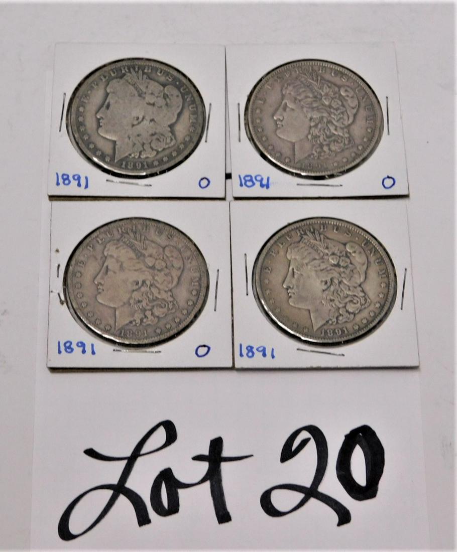 Lot of 4 - 1891 Morgan Silver Dollars (1 of 2)