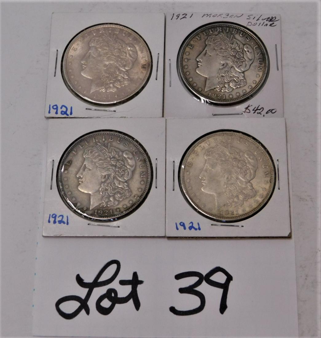 Lot of 4 - 1921 US Morgan Silver Dollars (1 of 2)