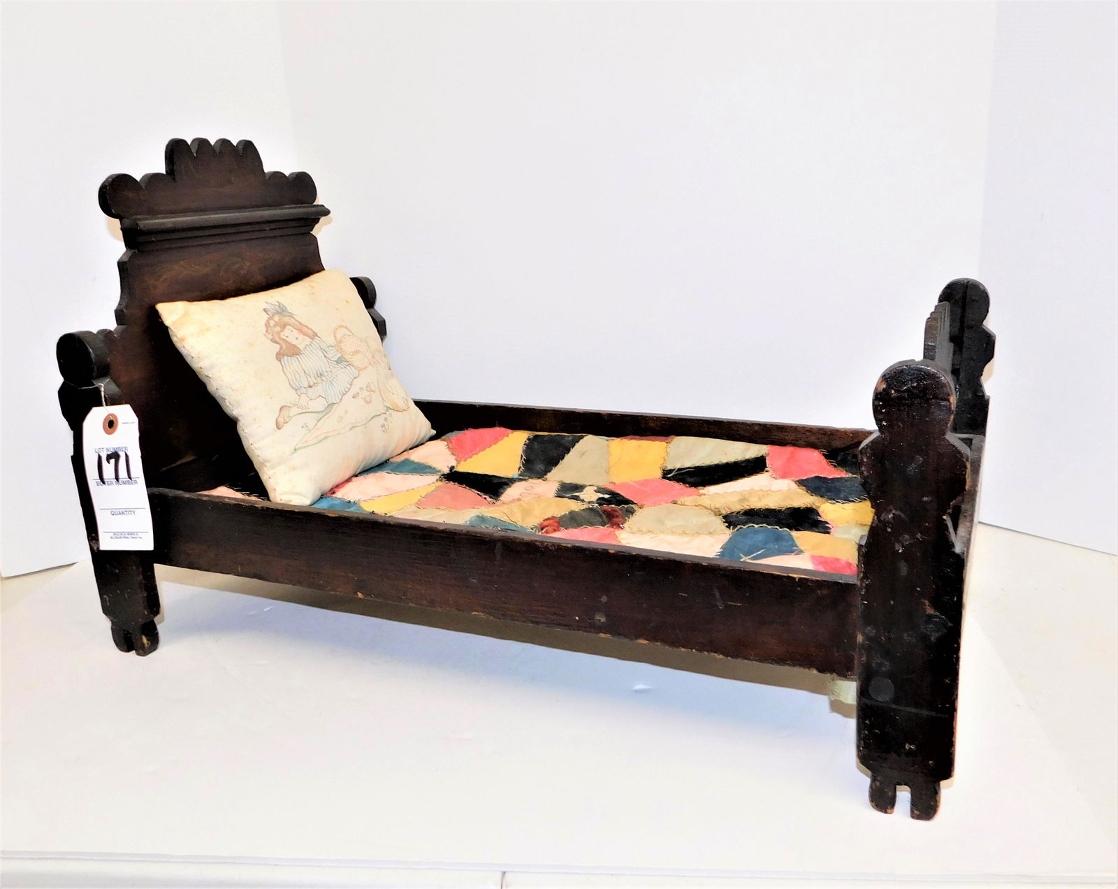 Victorian Doll Bed w/Crazy Quilt (1 of 2)