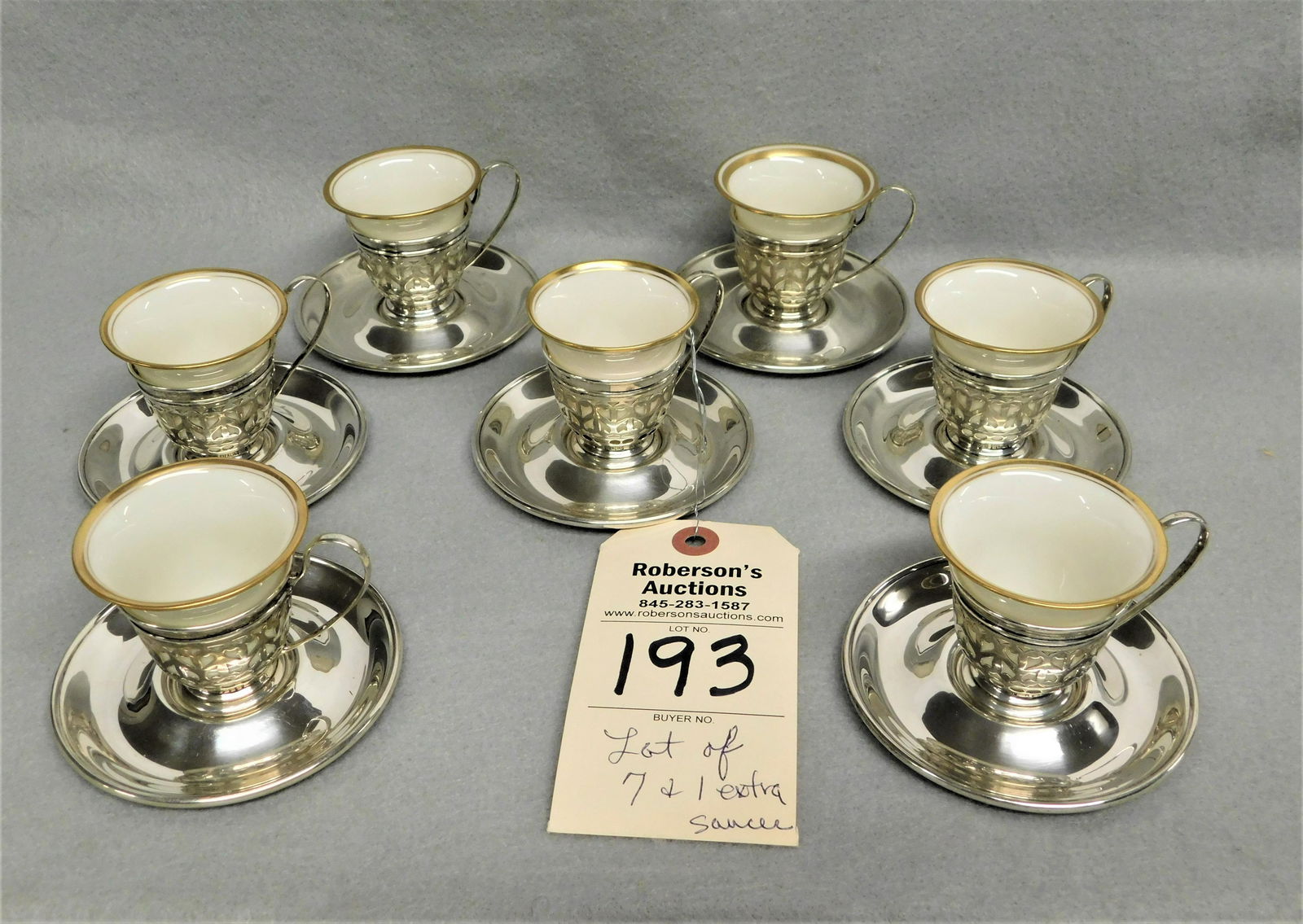 7 Sterling Silver Lenox Demitasse Cup/Saucer (1 of 3)