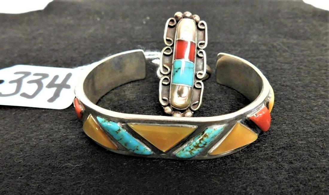 Sterling Native American Bracelet & Ring (1 of 1)