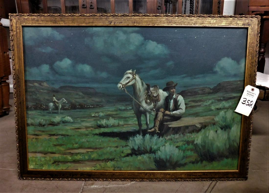 O/C Night Scene Cowboy Painting (1 of 2)