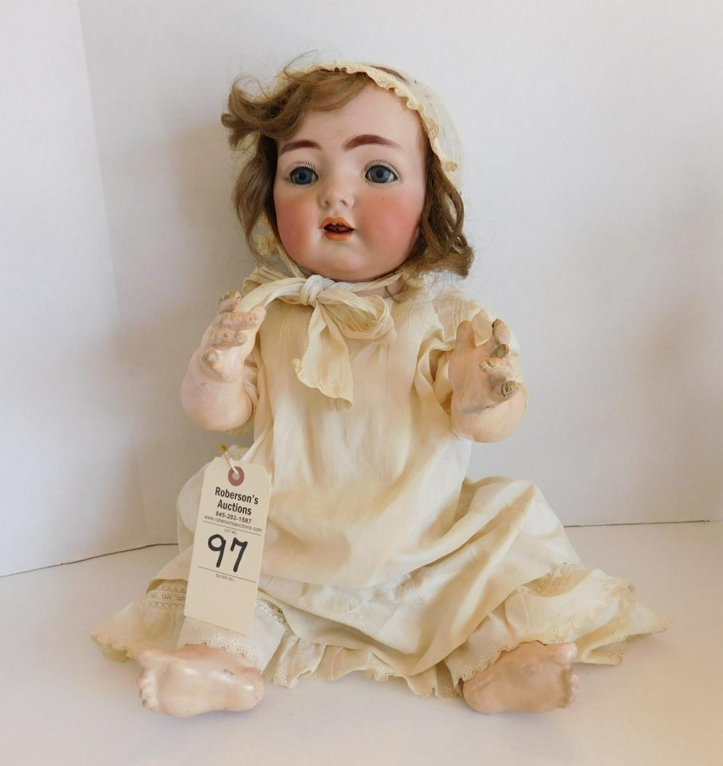 23in. K*R - S&H Character Baby: 23in. Bisque Head Character Baby Marked " K* R S& H " (Kammer Rhinehart - Simon Halbig), Jtd. Compo Body, Sleep eyes, No. 62 on Neck, in Gd. Cond.