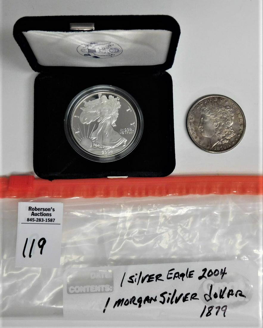 1 Silver Eagle,1 Morgan Silver Dollar (1 of 1)