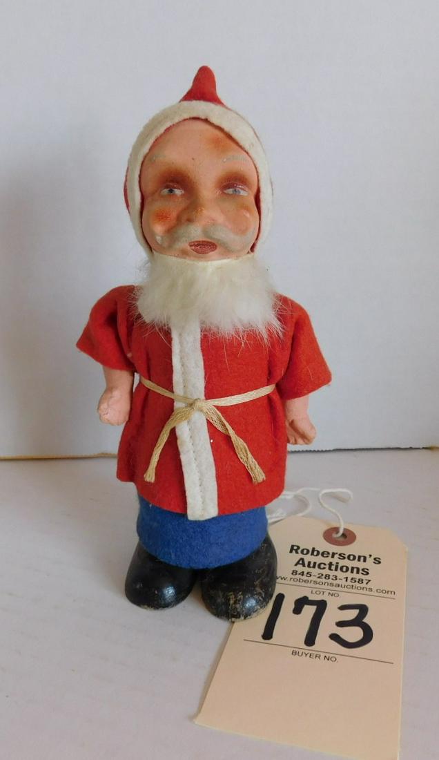 Early 7"H Papier Mache & Felt Santa: Early 7"H Papier Mache & Felt Santa in GD Cond