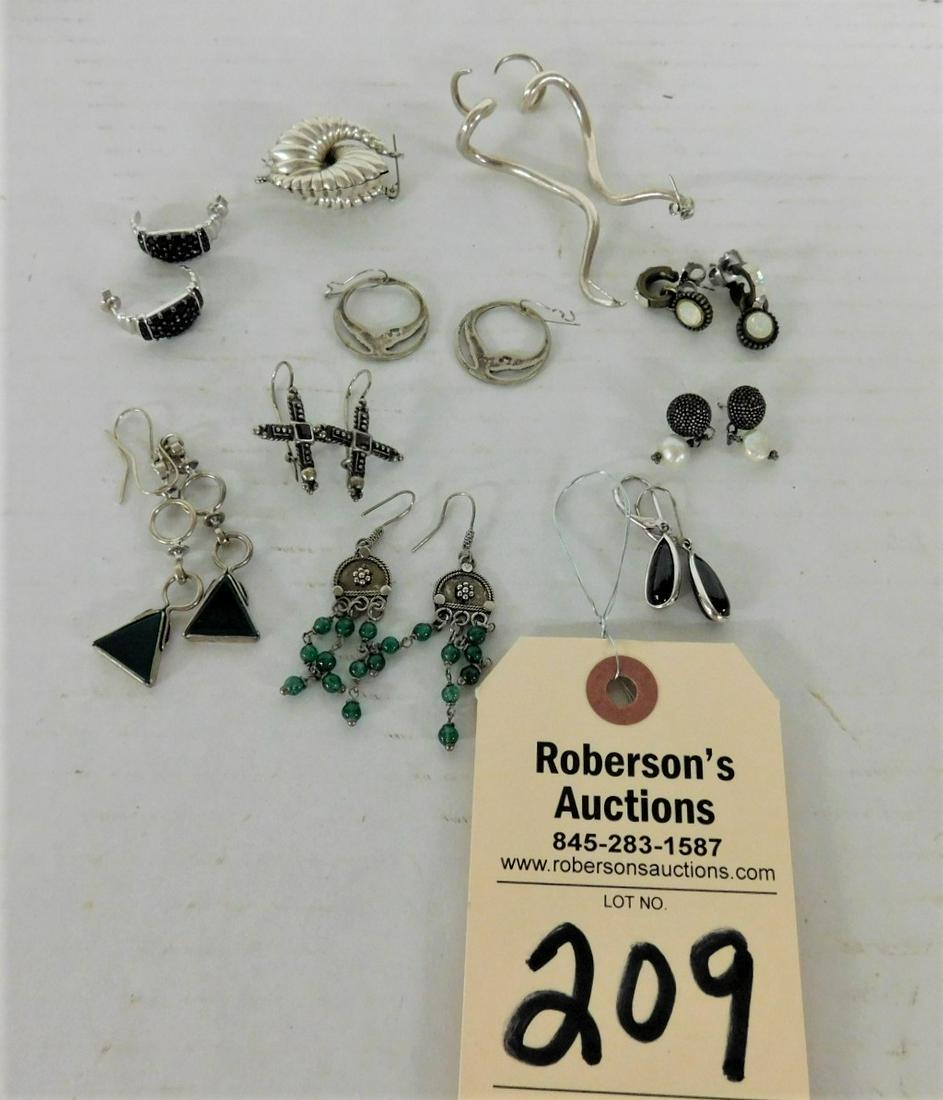 Lot of 10 Pairs Sterling Silver Earrings (1 of 2)