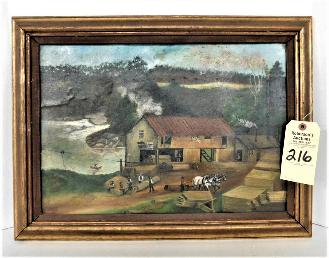 14" x 20" O/B Primtive  of Mill Scene (1 of 2)