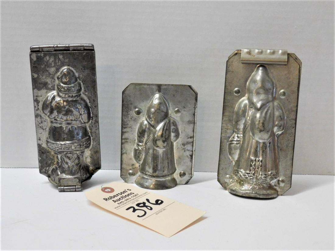 Lot of 3 Early Metal Santa Candy Molds (1 of 1)