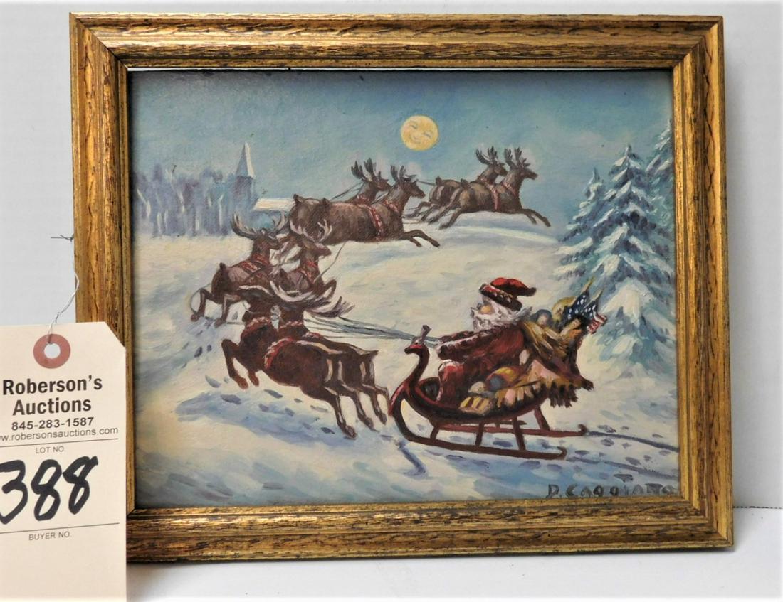 O/B Signed "D.Caggiano" Santa Flying (1 of 2)