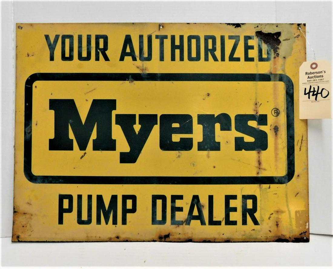 Metal "Myers Pump Dealer"Advert. Sign (1 of 1)