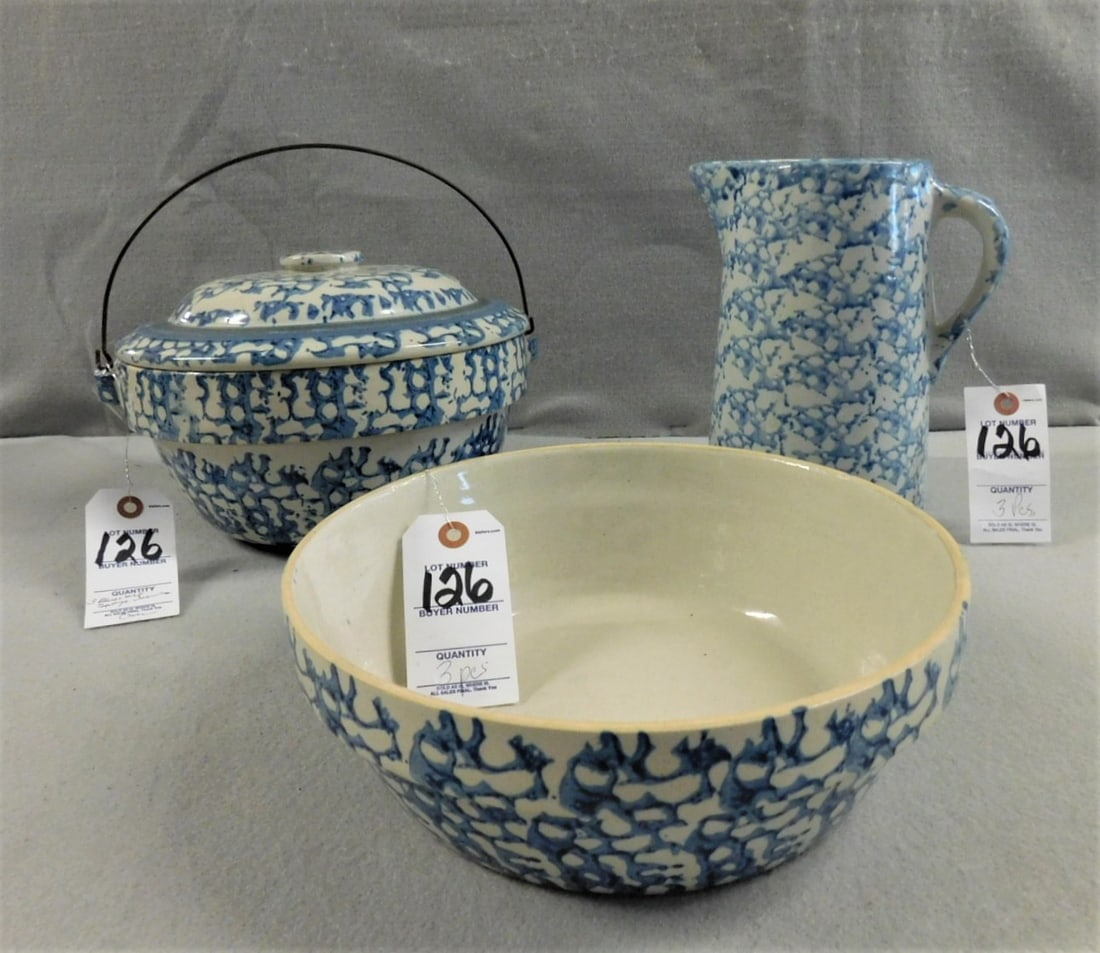 3 Pcs. Blue/White Spongeware (1 of 1)