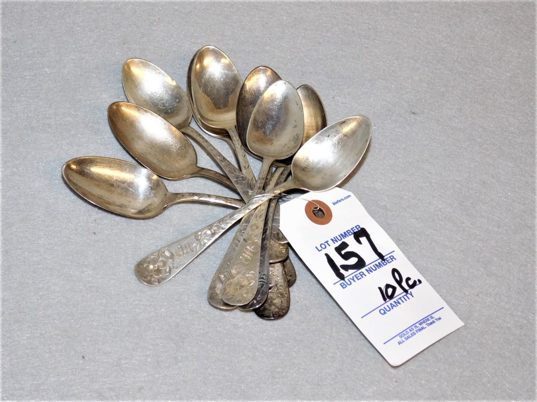 Lot of 10 Sterling Silver Teaspoons (1 of 1)