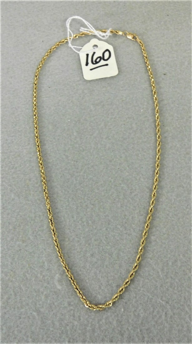 10K yg Rope Twist Necklace: 10K yg Rope Twist Necklace w/Lobster Claw Clasp in GDCond.