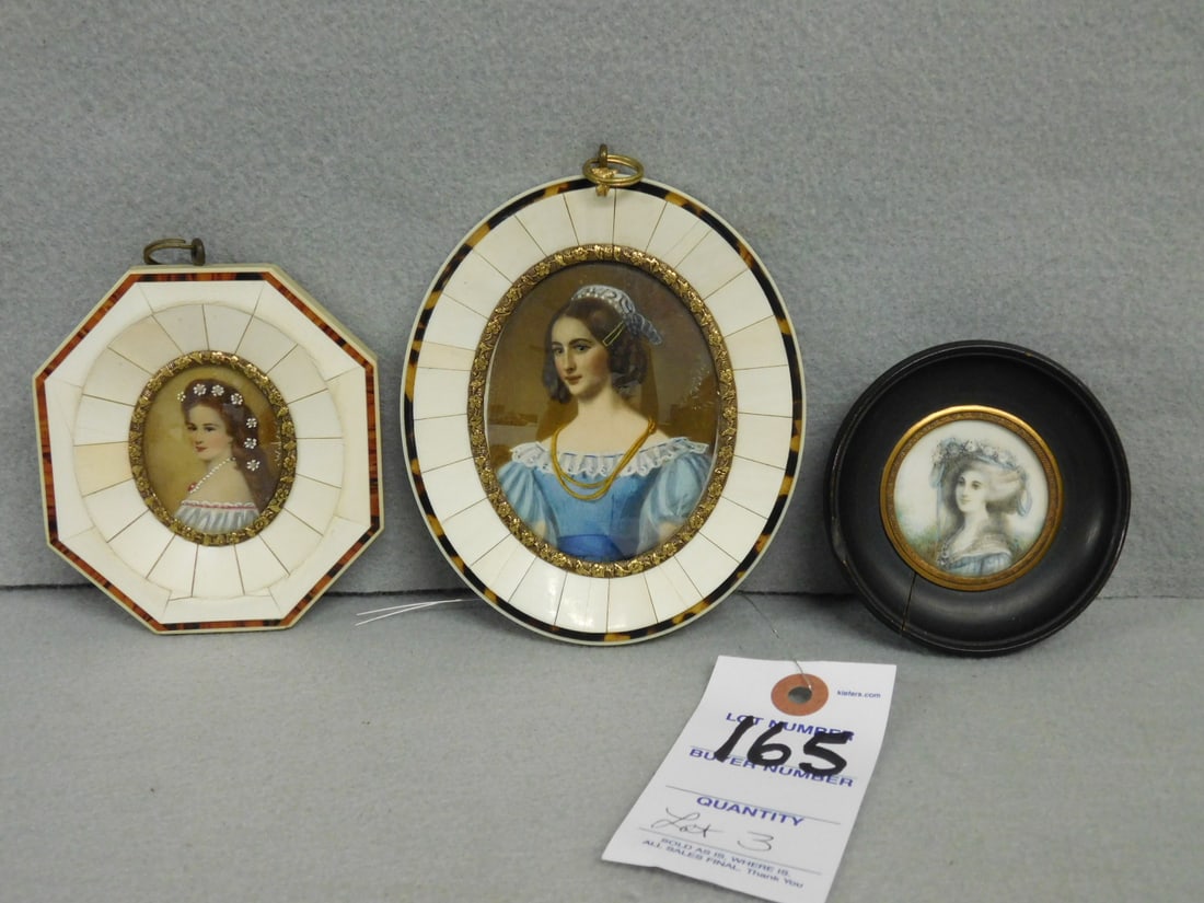 Lot of 3 Miniature Oil Portraits (1 of 3)