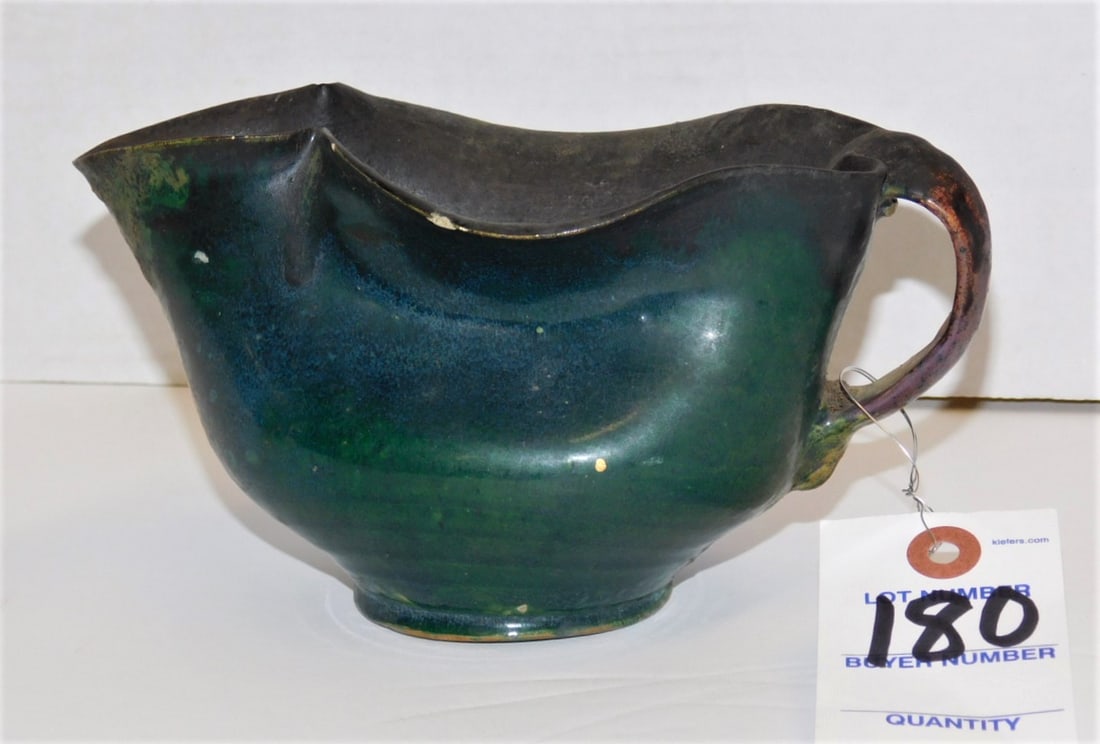 George Ohr Pottery Incised Gravy Boat (1 of 5)