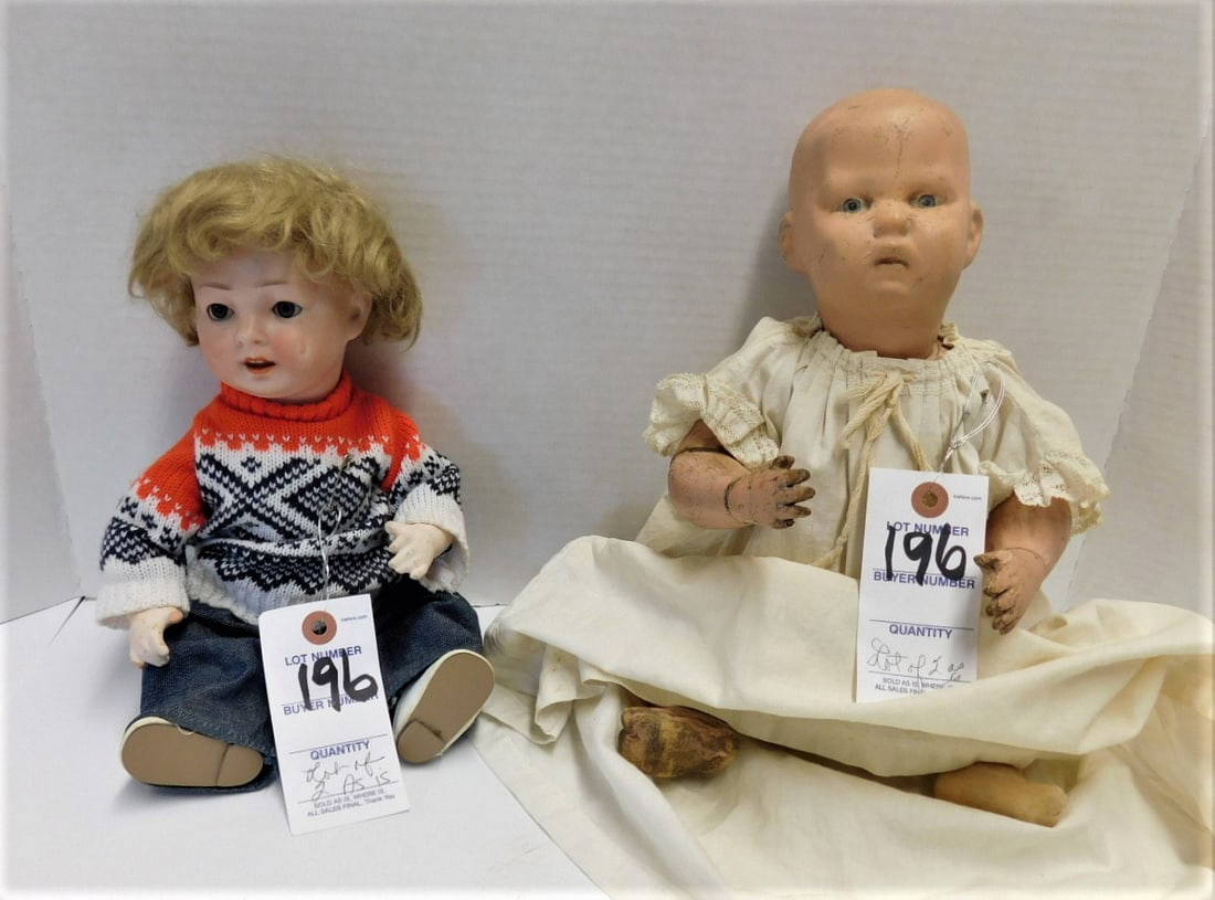 Lot Of 2 Antique Dolls Auction