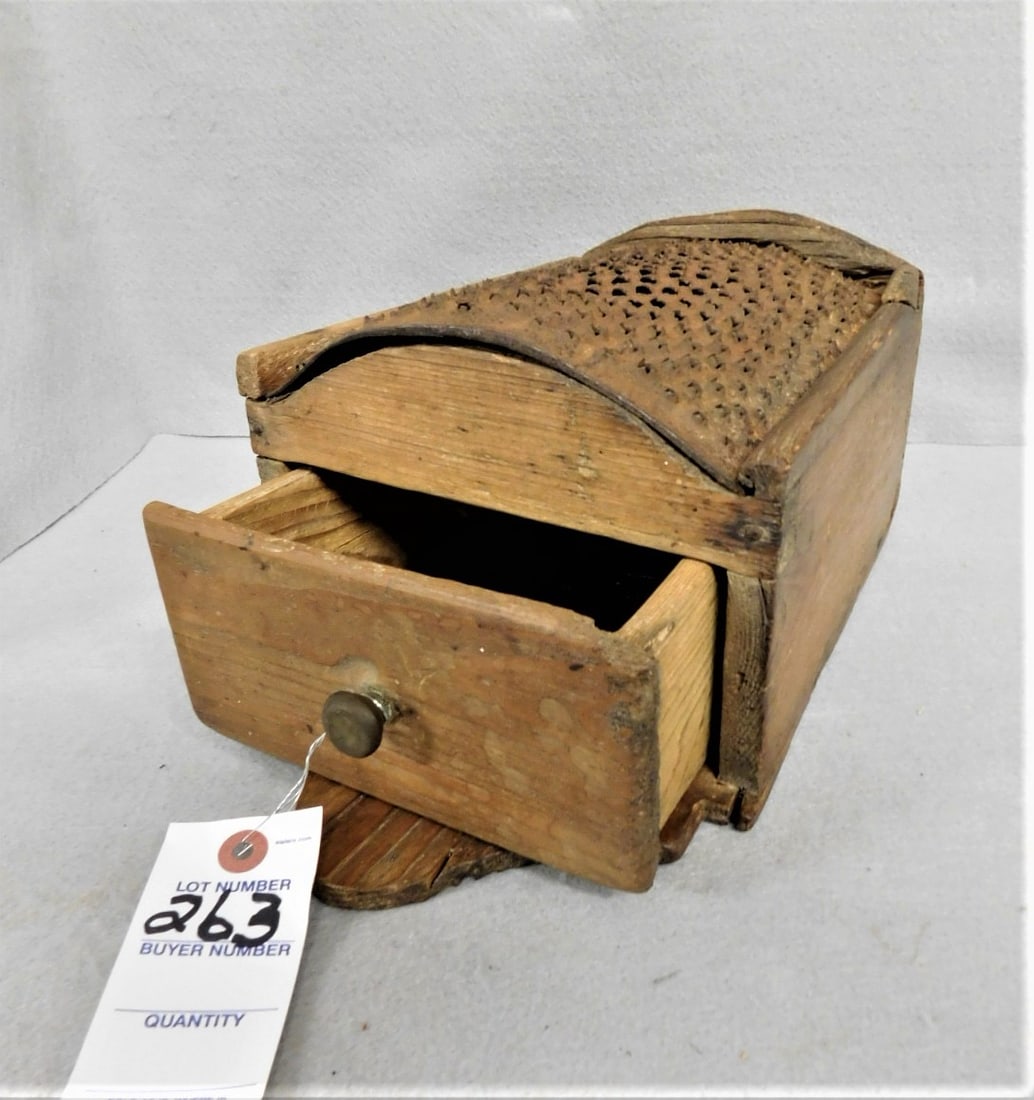 Early Primitive Wooden & Metal Grater (1 of 3)