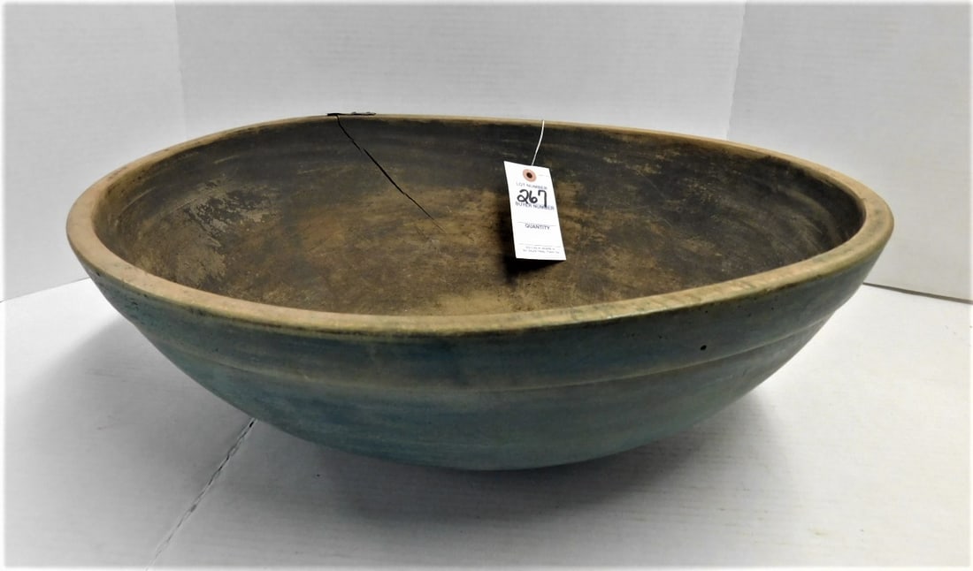 Early Wooden Bowl in Blue Wash (1 of 3)