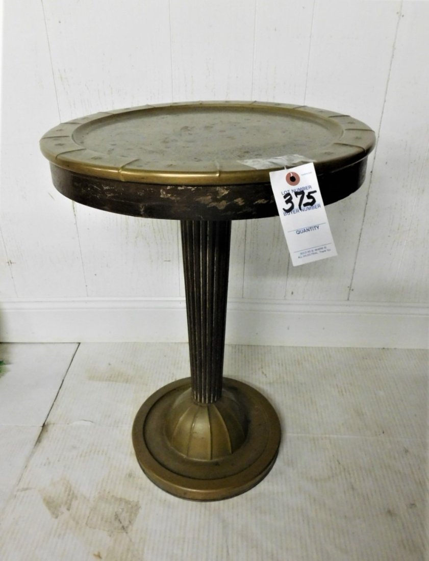 Unusual Rd. Wooden /Brass Stand (1 of 1)