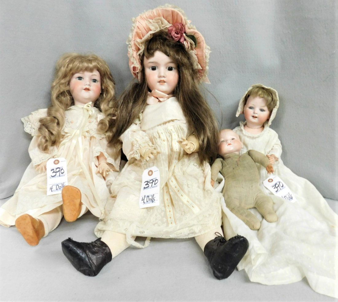4 Antique Bisque Head Dolls (1 of 1)