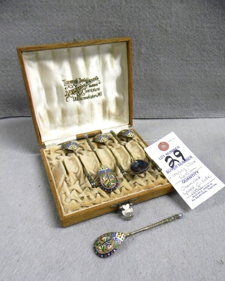 6 Sterling Enameled Demitasse Spoons (1 of 2)
