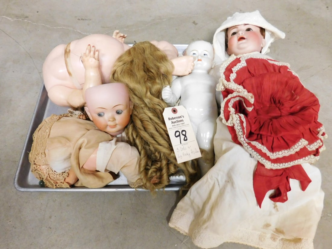 Lot of 3 Antique Bisque Head Dolls (1 of 1)