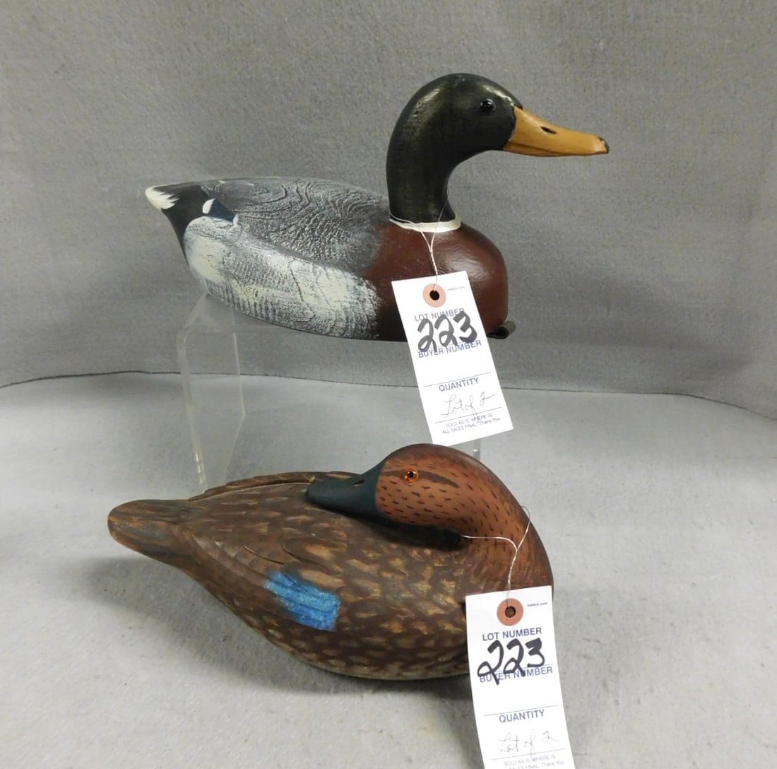 2 Carved/painted Duck Decoys Auction