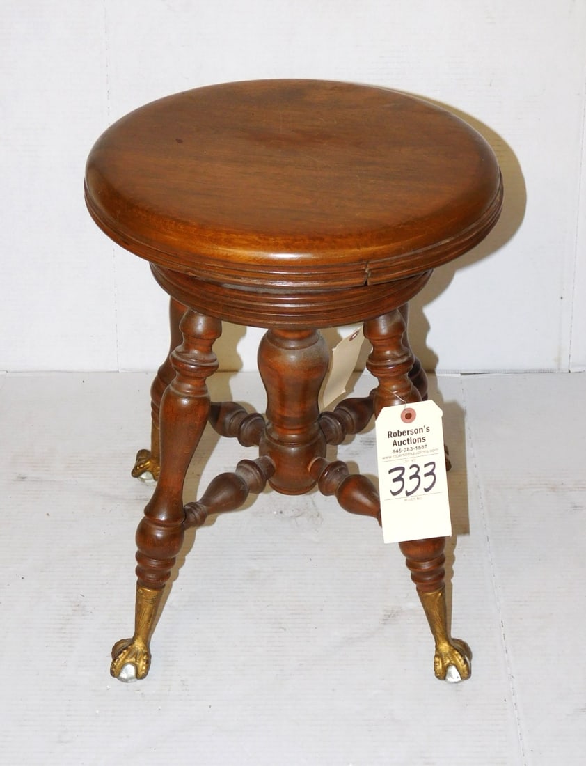 Vintage Piano Stool w/Glass Claw Ft. (1 of 1)