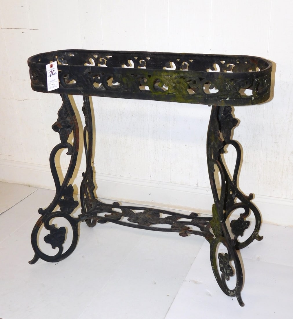 Ornate 19thC. Cast Iron Oval Plant Stand (1 of 1)