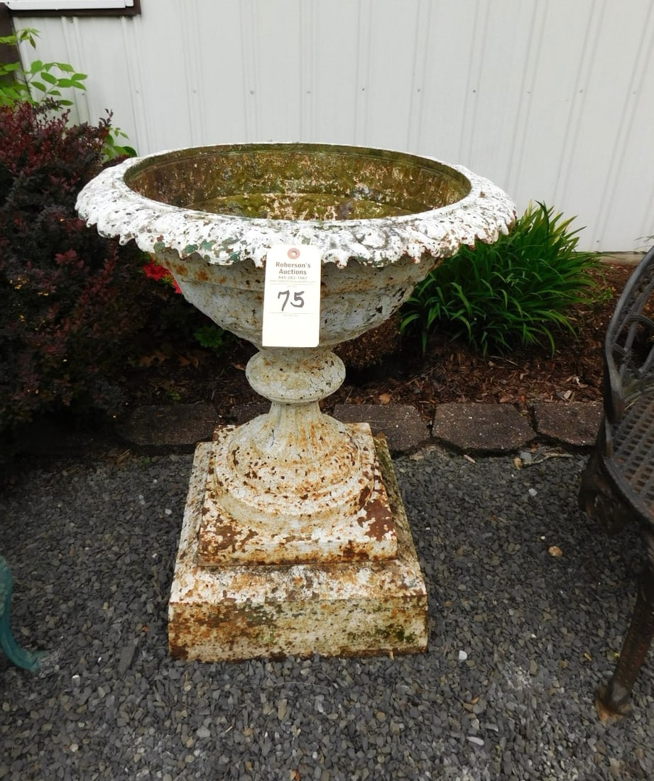 19th 2 Pc. Cast Iron Urn on Pedestal (1 of 1)