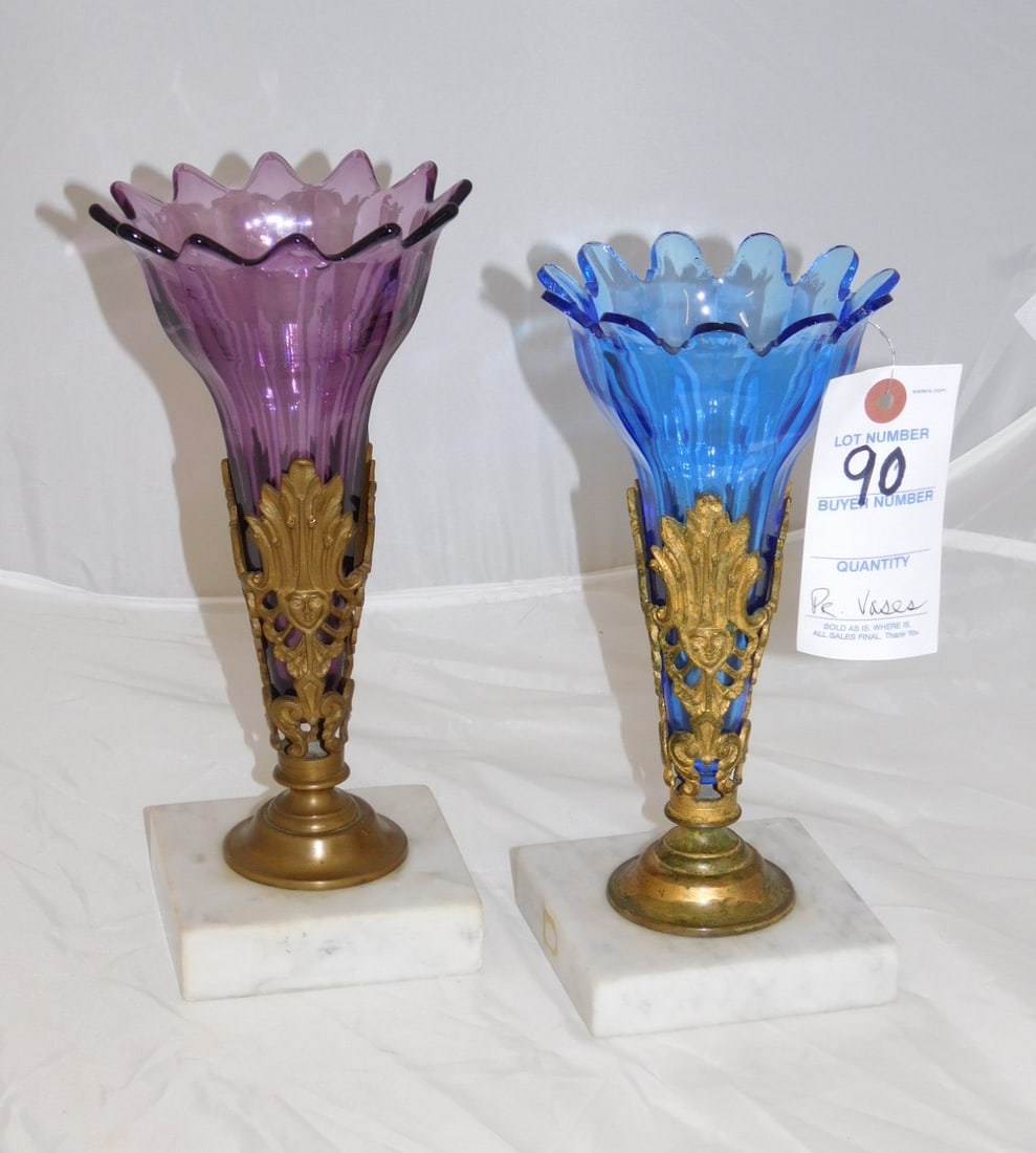 Pr. Cobalt & Amethyst Gilt Mantel Vases (1 of 2)