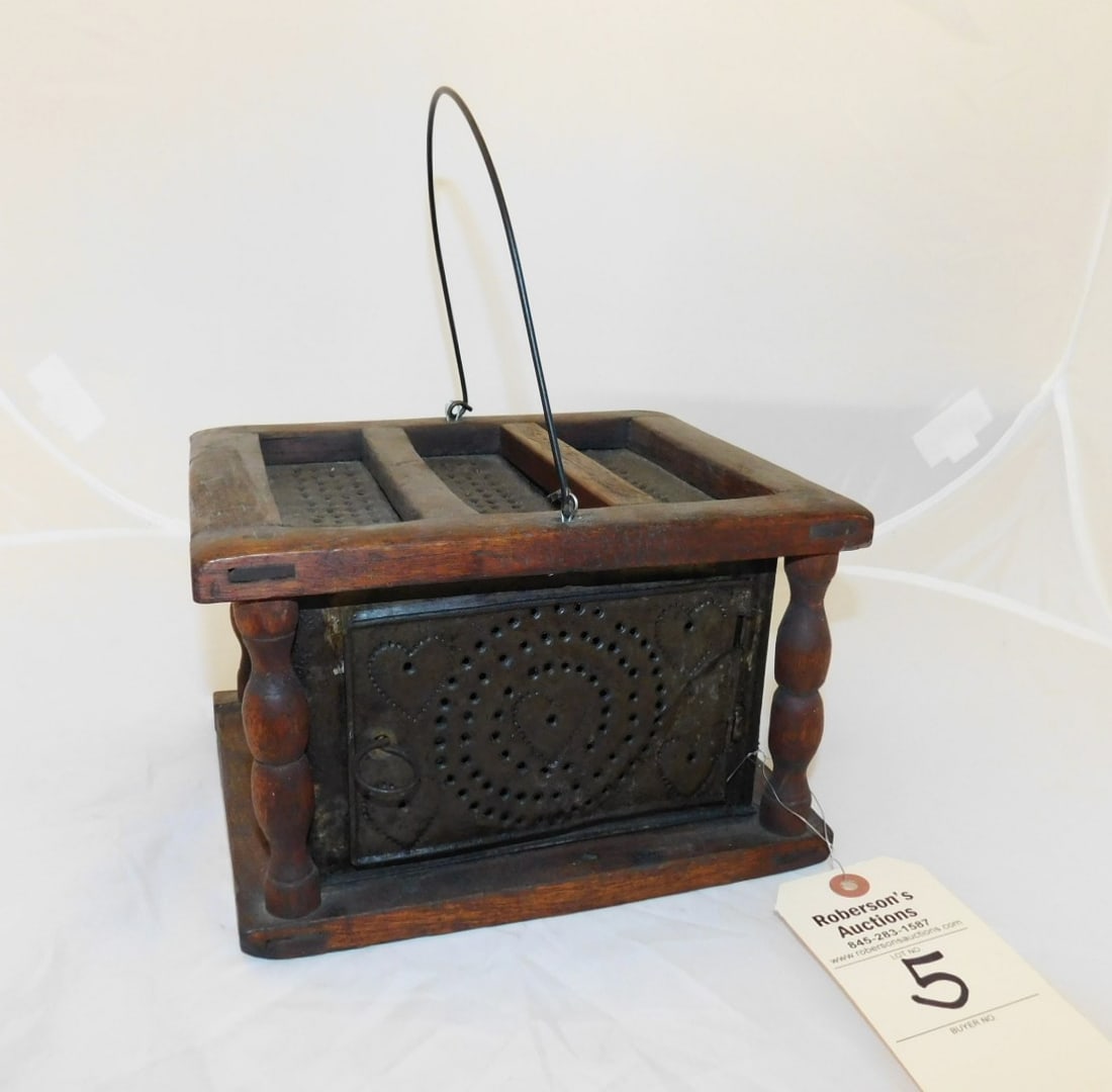 Pierced Wood/Tin Footwarmer (1 of 4)