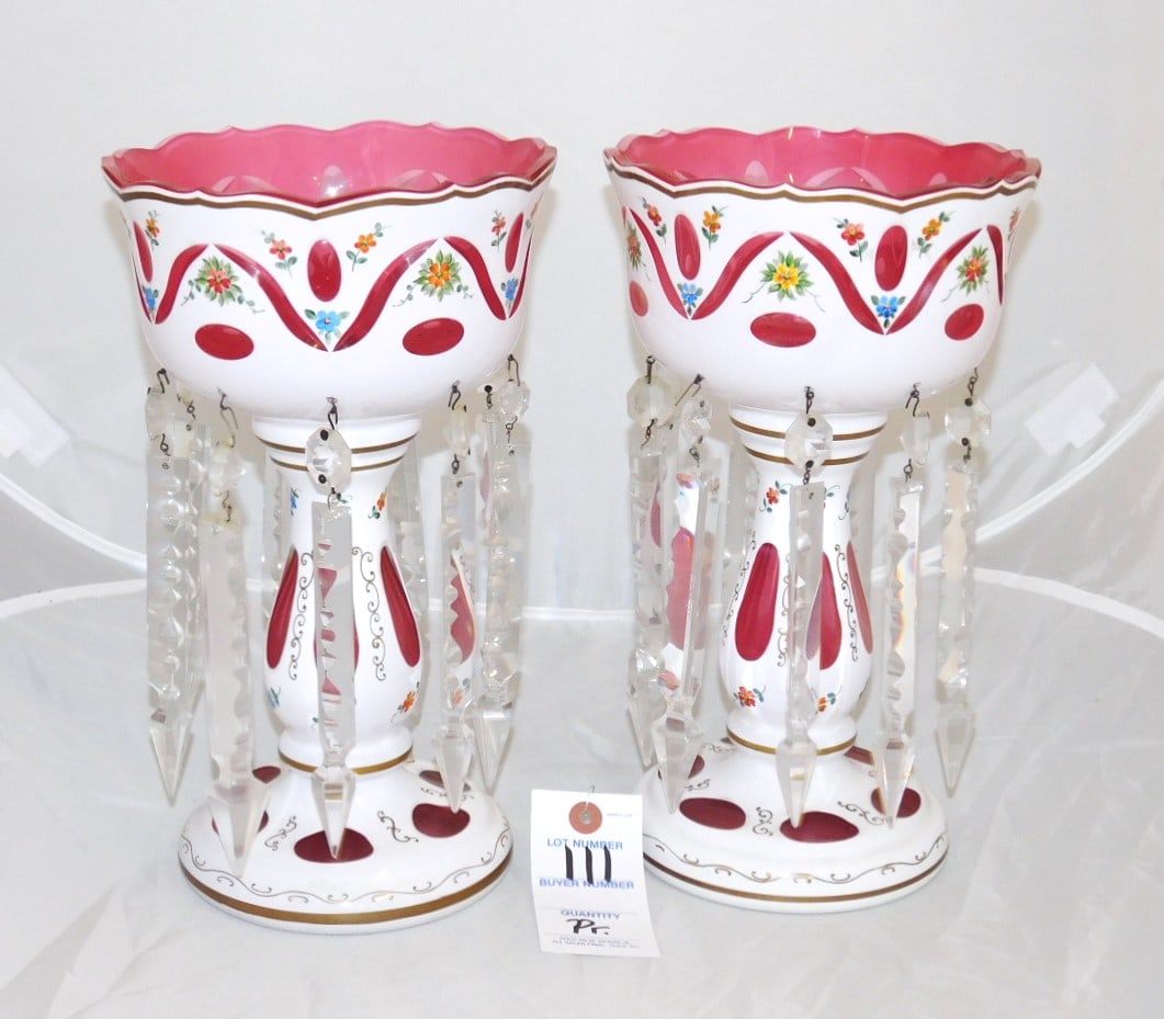 Pr. of 12"H.  Bohemian Mantle Lustres (1 of 1)