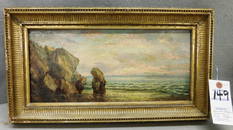 7" x 15" O/C Seascape Signed Bricher