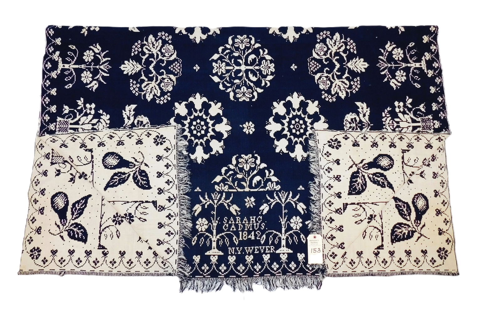 Blue/White Jacquard Coverlet - 1842 (1 of 3)
