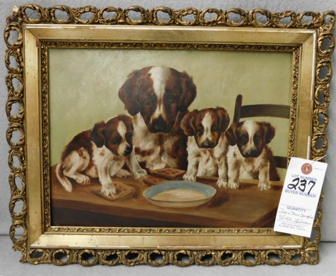 O/B of Mama Spaniel & 3 Puppies (1 of 3)