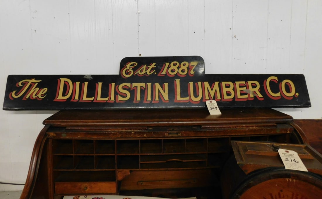Iron Dbl.Sided Sign " Dillistin Lumber Co." (1 of 1)