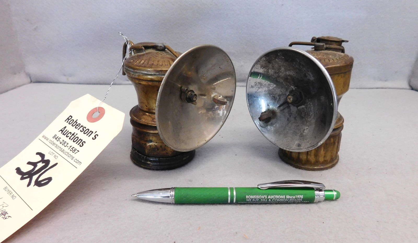 2 Early Brass Miner's Lamps (1 of 2)