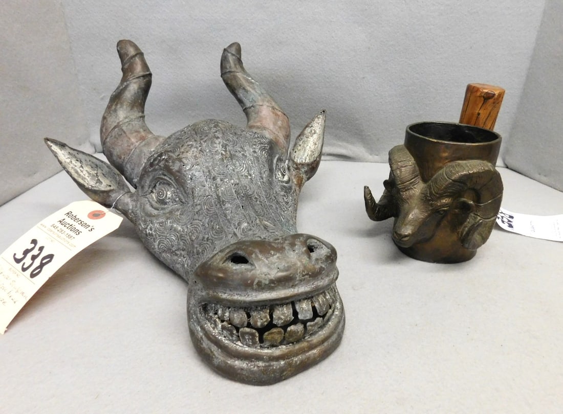 Unusual Figural Head & Ram's Head Mug (1 of 2)