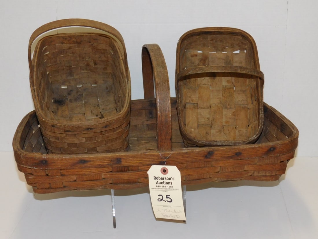 Lot of 3 Market Splint Baskets (1 of 1)