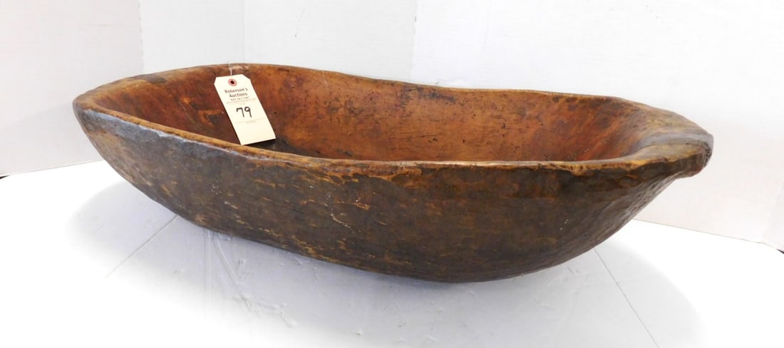 Early Lg. Deep Wooden Oval Bowl (1 of 4)