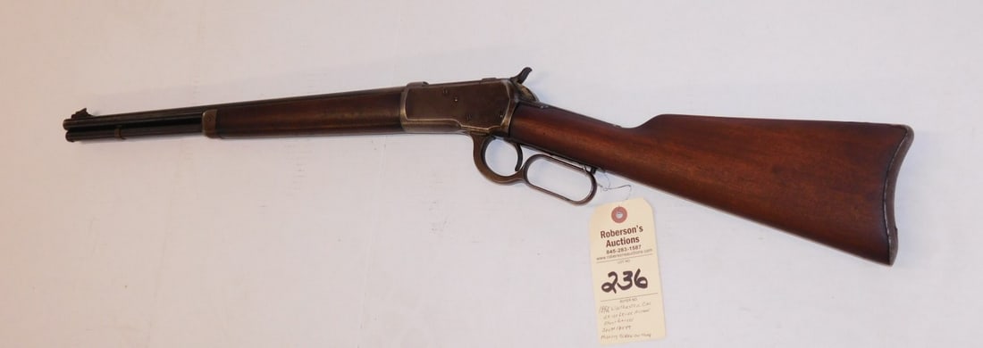 1892 Winchester Cal. 25-20 Rifle: 1892 Winchester Cal. 25-20 Lever Action, Short Barrel Rifle, Serial # 18549 (Missing Screw on Tang) GD Cond.