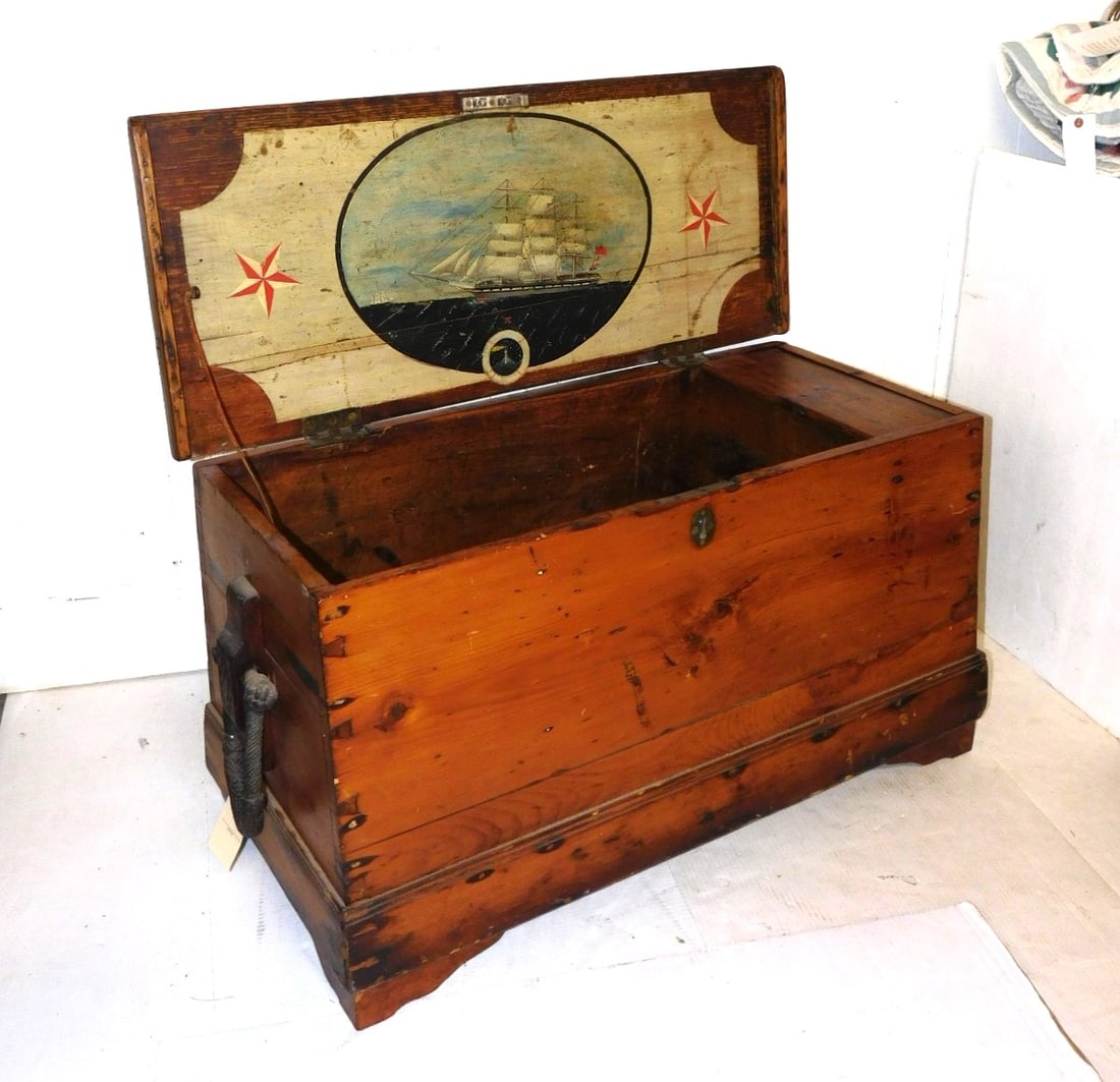 Early Sea Captain Pine Chest (1 of 4)
