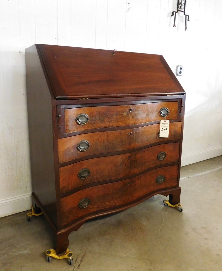 C. 1800's Mahogany Serpentine DF Desk (1 of 3)