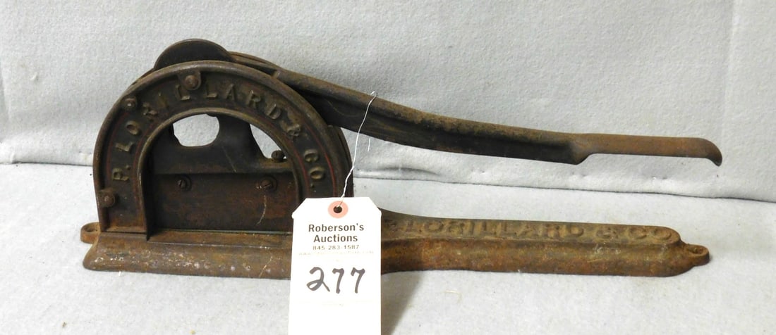 Cast Iron Tabacco Cutter: Cast Iron Commerical Tabacco Cutter Marked "P. Lorollard & Co." & Stenciled - 18Lx7"H.
