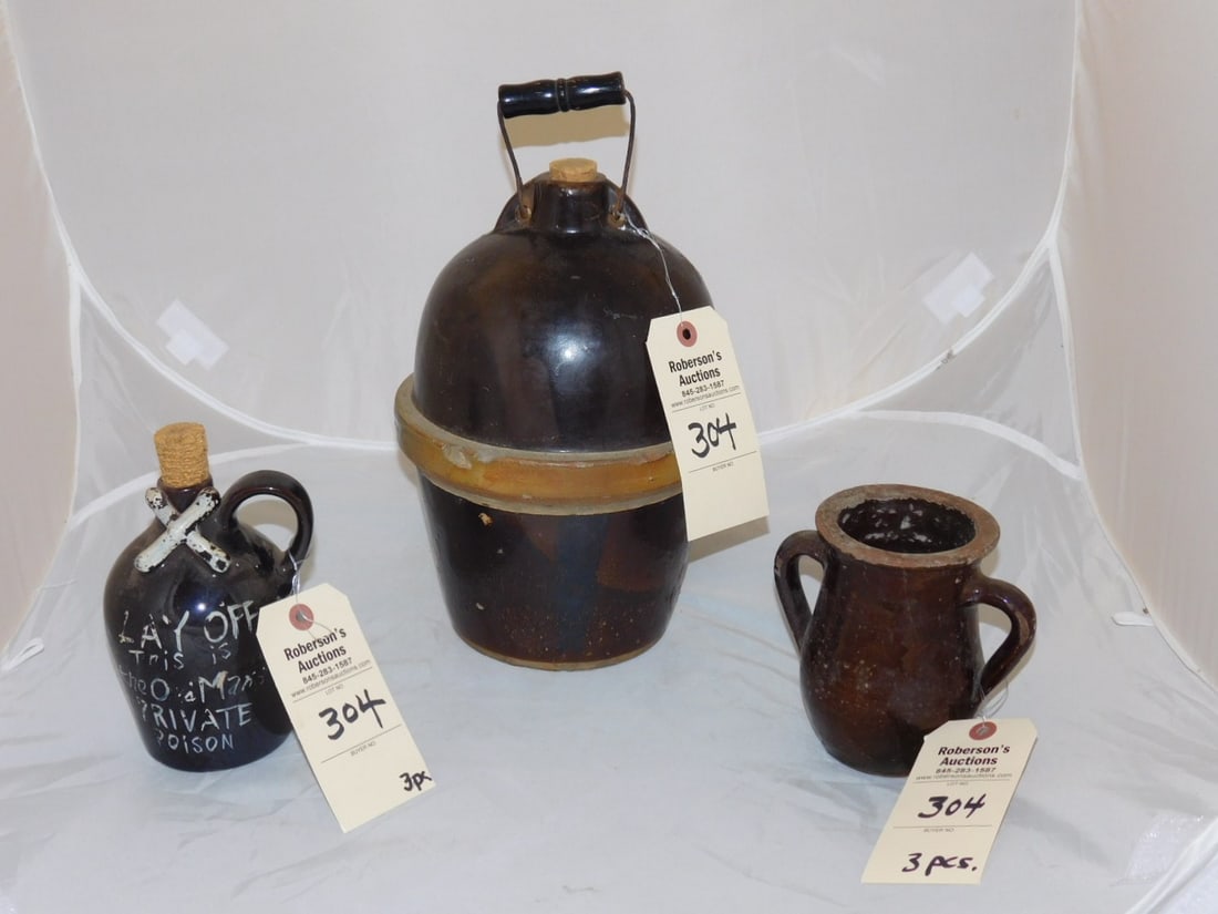 3 Pcs. of Early Brown Stoneware (1 of 1)