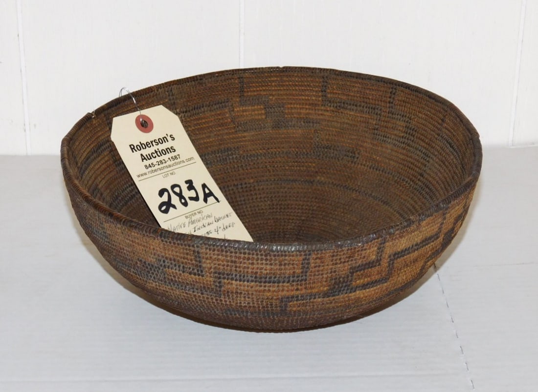 Native American Woven Basket: Native American Woven Basket in VG Cond. - 10 1/2D.x4"Deep